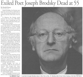 cover: 0, Exiled Poet Joseph Brodsky Dead at 55. „The Moscow Times“, 1996